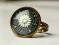 Preview: Ring Glascabochon Mandala Portugal im antik bronzefarbenen Vintage Style